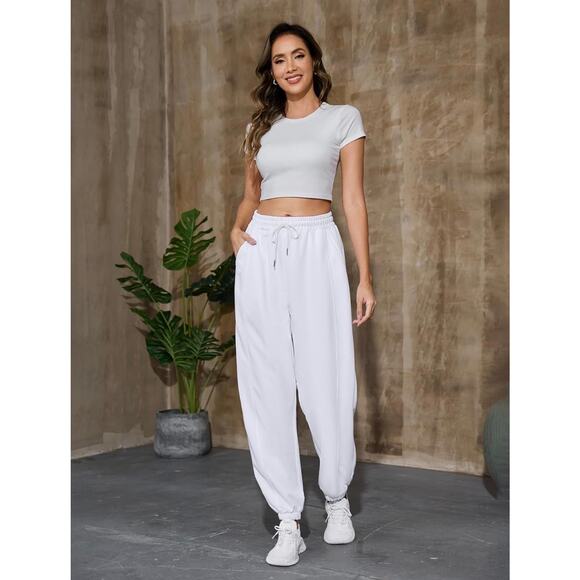 Women's High Waist Drawstring Lounge Sweatpants with Pockets - Picture 1 of 4
